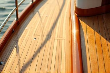 Polished and waxed yacht deck